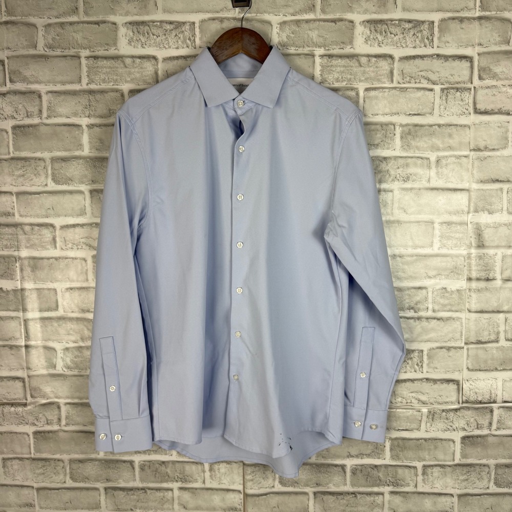 Ministry of Supply Apollo Dress Shirt Mens Small Light Blue Recycled Polyester